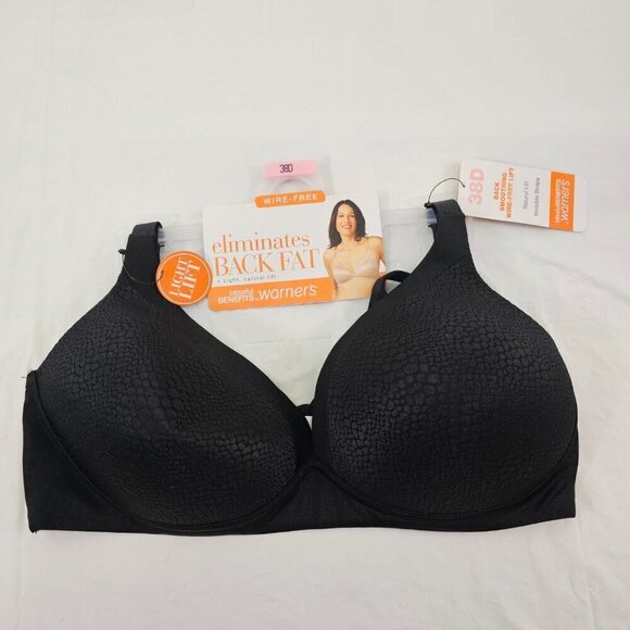 Warner’s Blissful Benefits Wire-Free Back Smoothing Natural Lift Bra - Size 38D - Picture 6 of 11